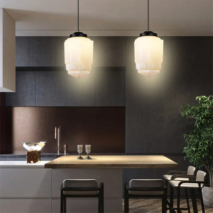 Vintage Retro Pendant Lamp with Glass Shade