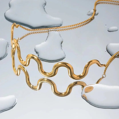 Luxury Wave Bar Necklace and Bracelet Set