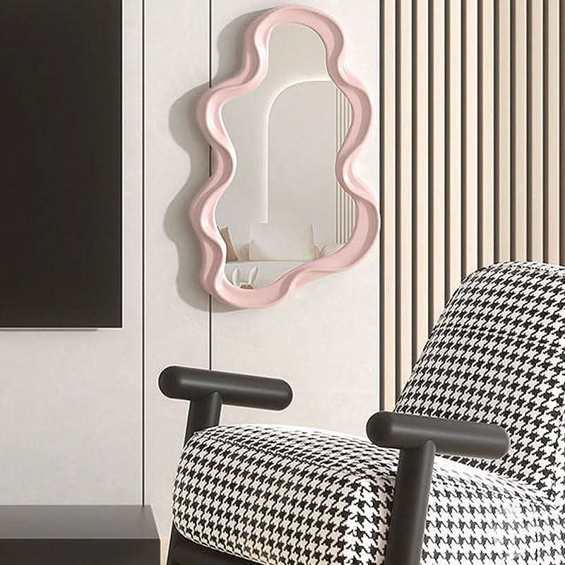 Fluffy White Round Hanging Wall Mirror for Bedroom