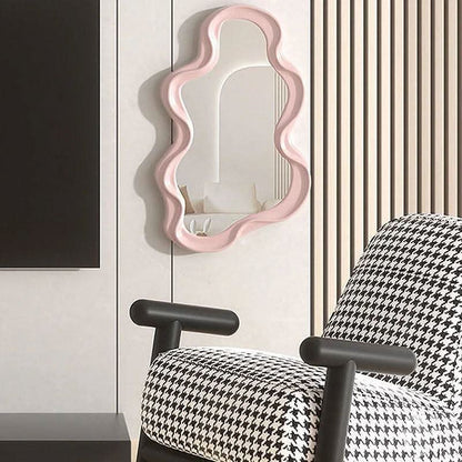 Fluffy White Round Hanging Wall Mirror for Bedroom
