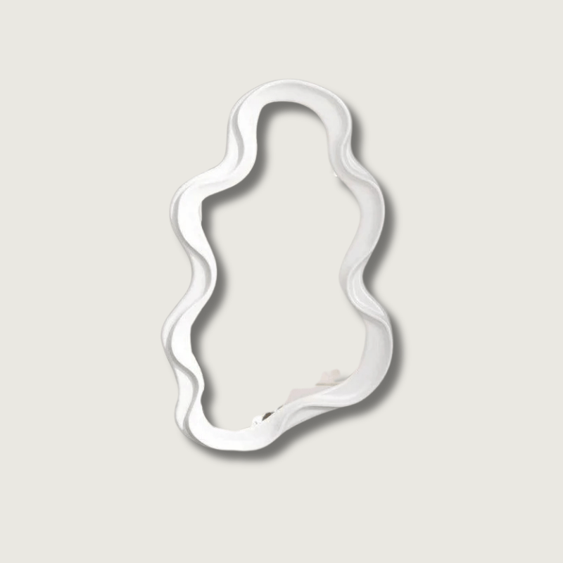 Fluffy White Round Hanging Wall Mirror for Bedroom