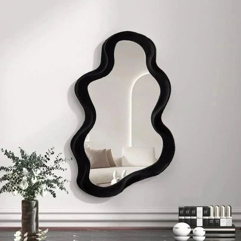 Fluffy White Round Hanging Wall Mirror for Bedroom
