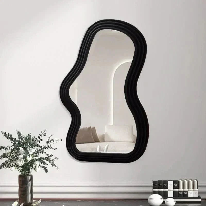 Fluffy White Round Hanging Wall Mirror for Bedroom