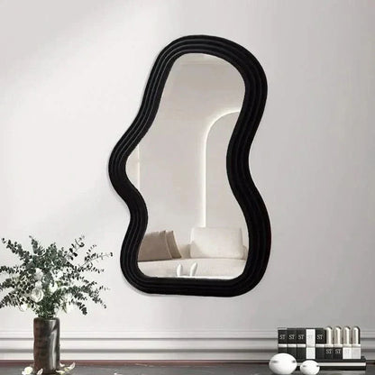 Fluffy White Round Hanging Wall Mirror for Bedroom