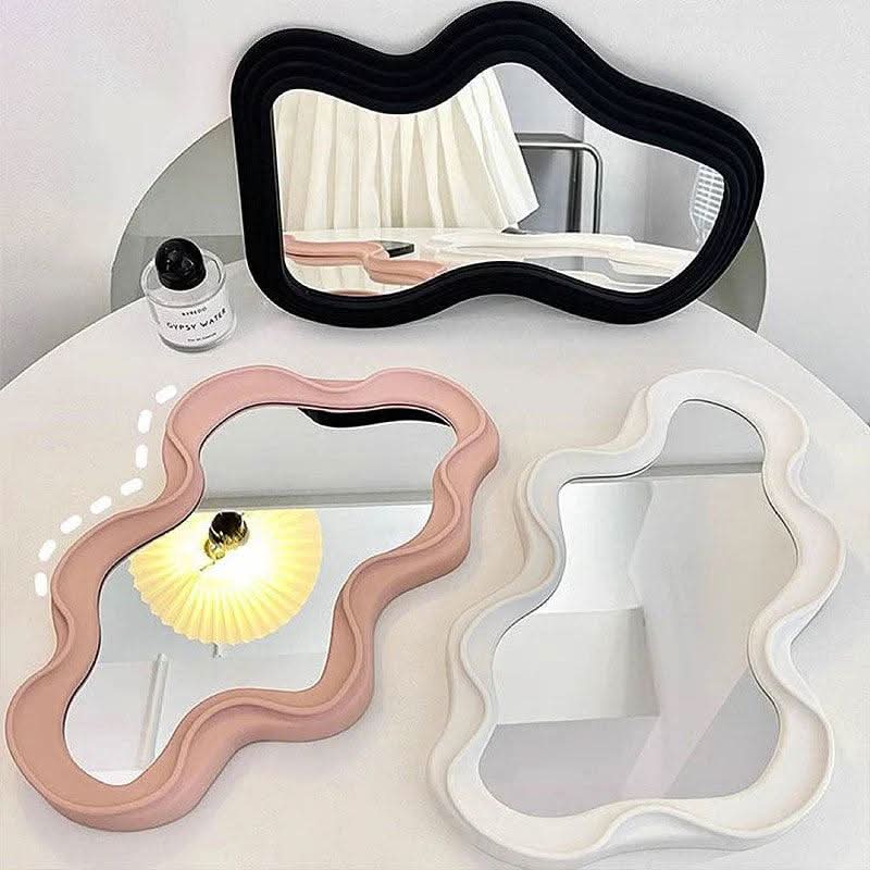 Fluffy White Round Hanging Wall Mirror for Bedroom