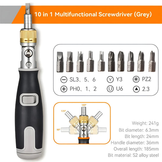 Versatile 10in1 Adjustable Ratchet Screwdriver Set - Fesara