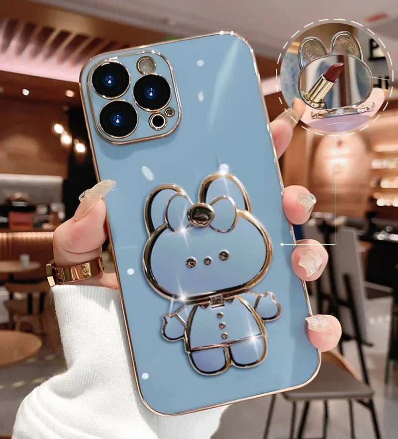 Cute 3D Rabbit Mirror Phone Case