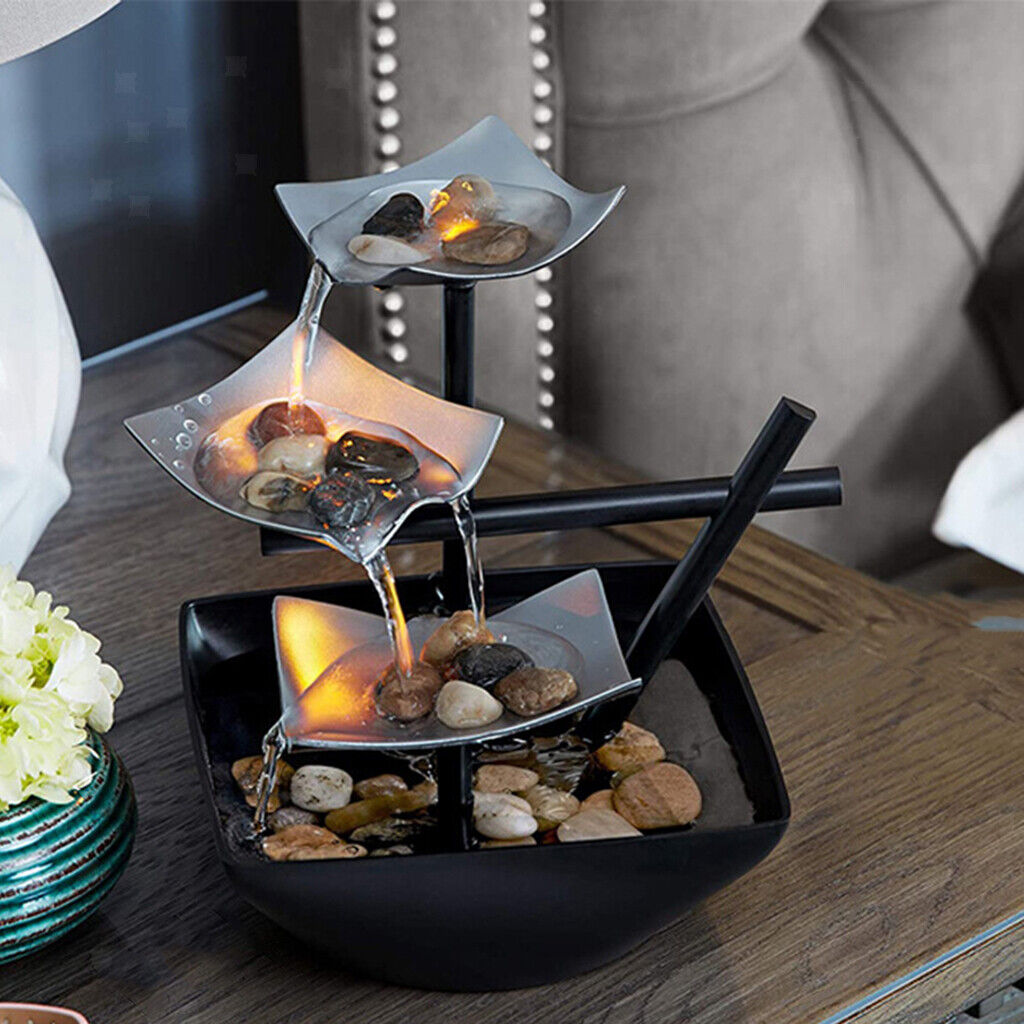 Soothing Indoor Water Fountain with Natural Leaf Pattern - Fesara