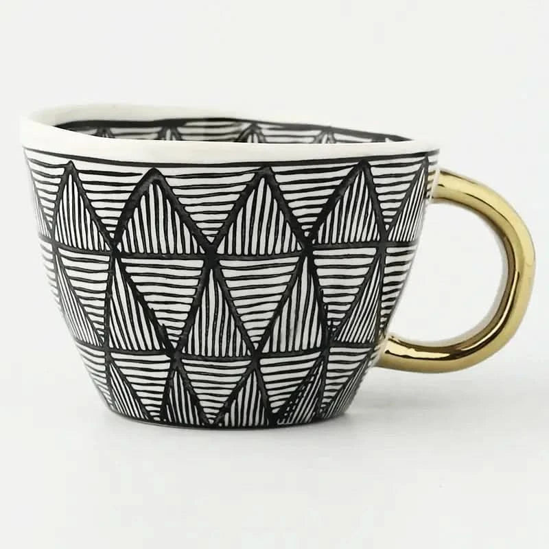 Luxury Gold Accent Ceramic Coffee Mug - Fesara