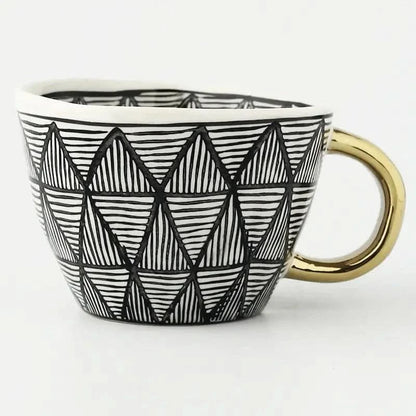 Luxury Gold Accent Ceramic Coffee Mug - Fesara