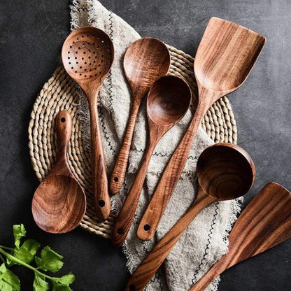 Natural Wood Kitchen Utensil Set - Fesara
