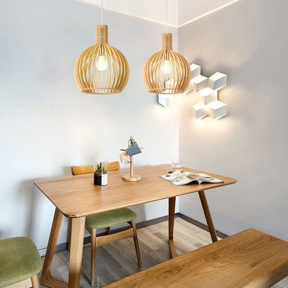 Rustic Wooden Hanging Lamp