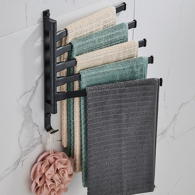 Space Saving 5-Arm Black Towel Holder