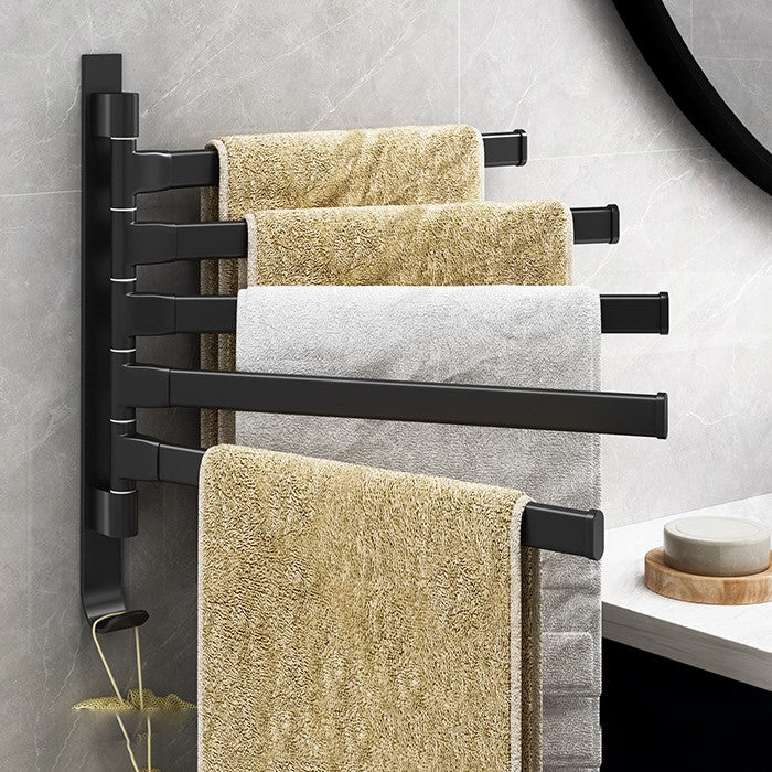 Space Saving 5-Arm Black Towel Holder - Fesara