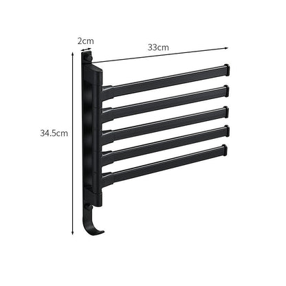 Space Saving 5-Arm Black Towel Holder