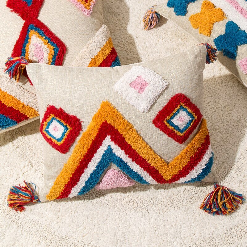 Colorful Moroccan Throw Pillow in Bohemian Design
