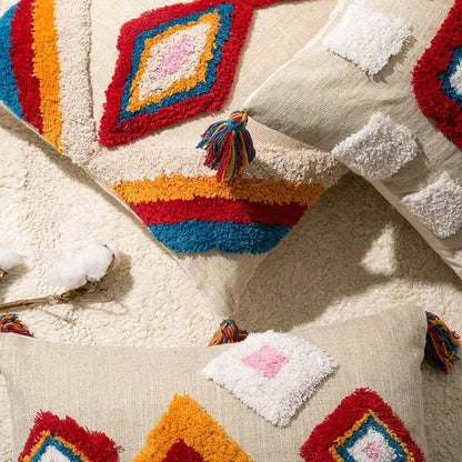 Colorful Moroccan Throw Pillow in Bohemian Design