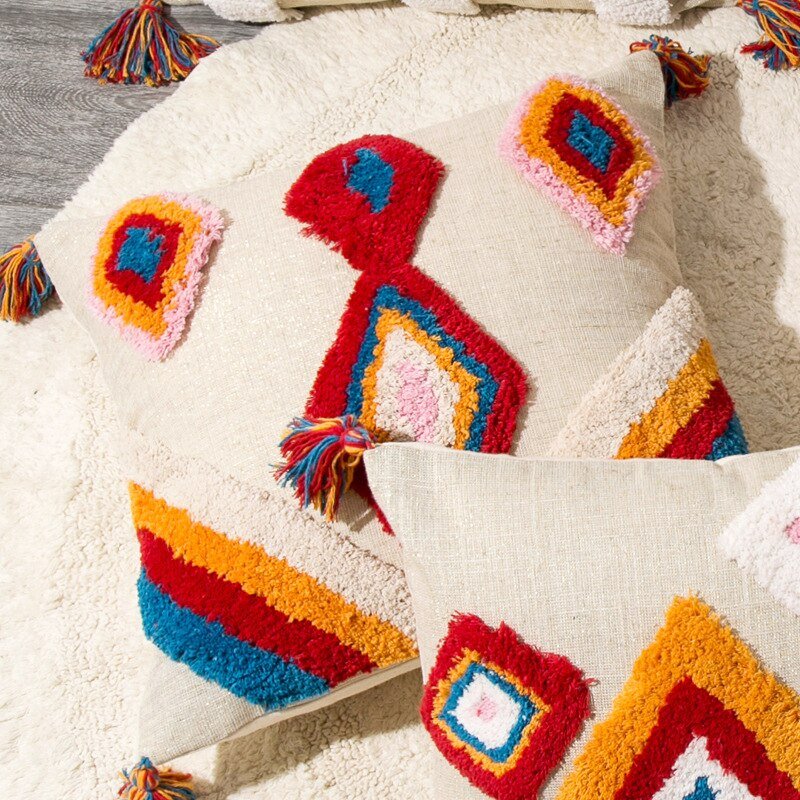 Colorful Moroccan Throw Pillow in Bohemian Design