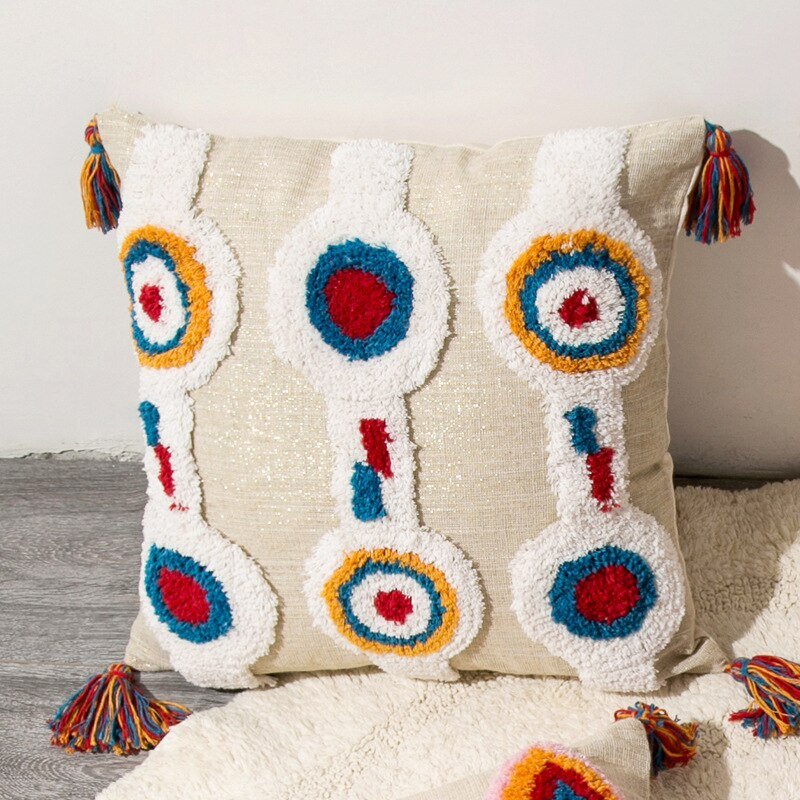 Colorful Moroccan Throw Pillow in Bohemian Design - Fesara