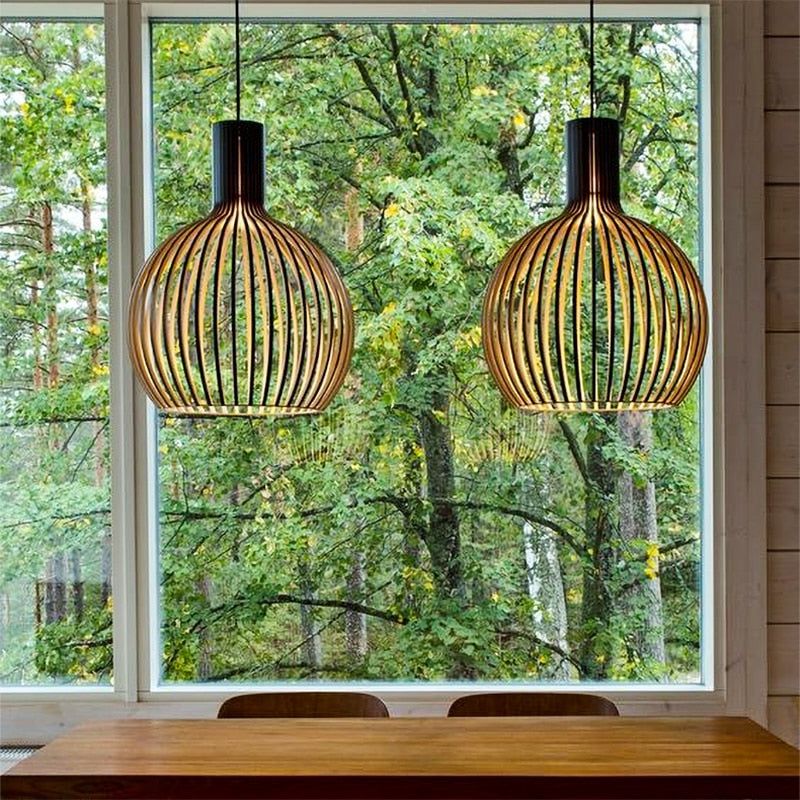 Natural Wood Hanging Lamp