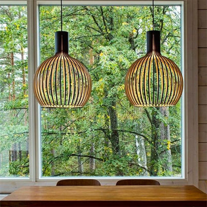 Natural Wood Hanging Lamp