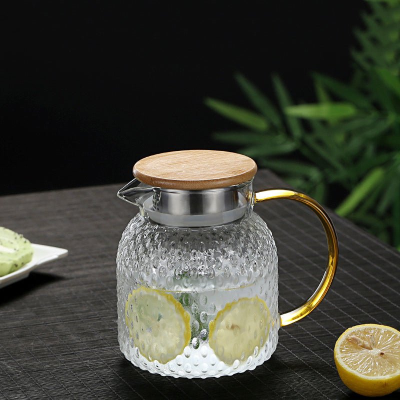 Durable Glass Jug with Wooden Lid - Stylish Drink Server - Fesara