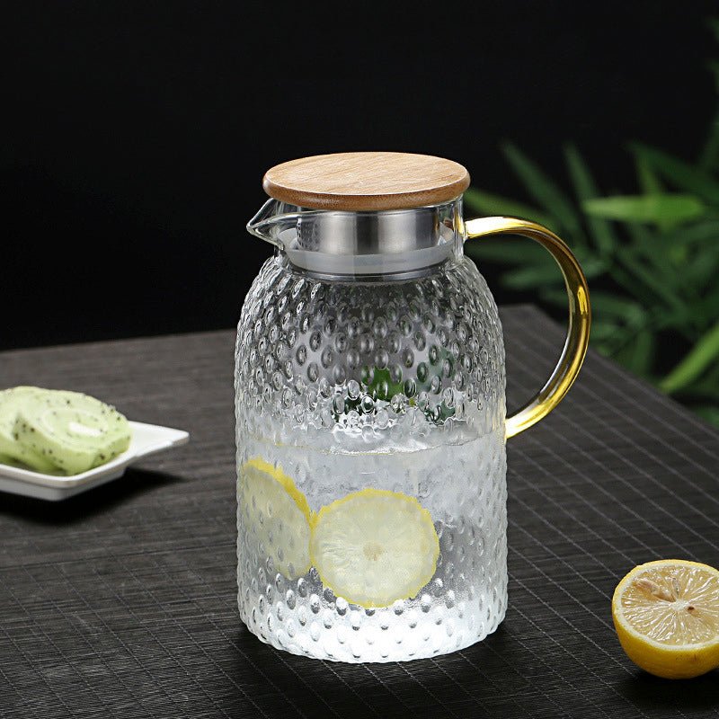 Durable Glass Jug with Wooden Lid - Stylish Drink Server