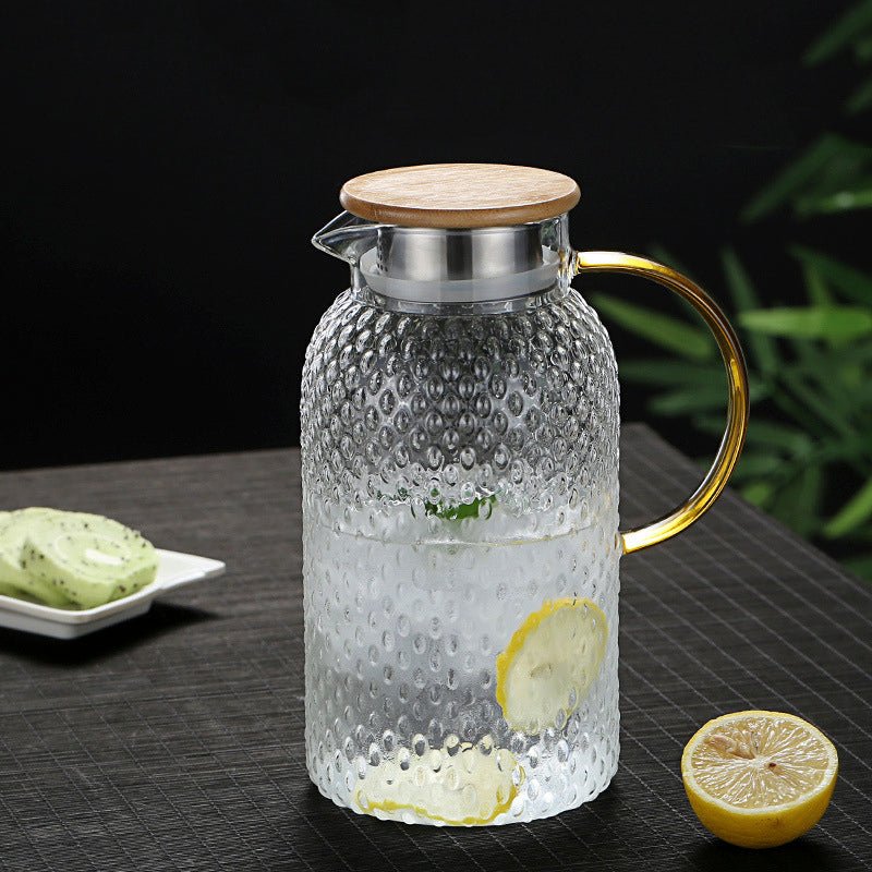 Durable Glass Jug with Wooden Lid - Stylish Drink Server