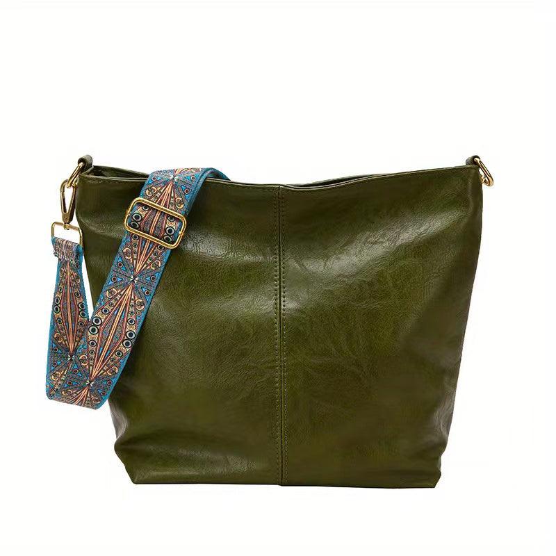Spacious Genuine Leather Crossbody Bag with Detachable Strap - Fesara