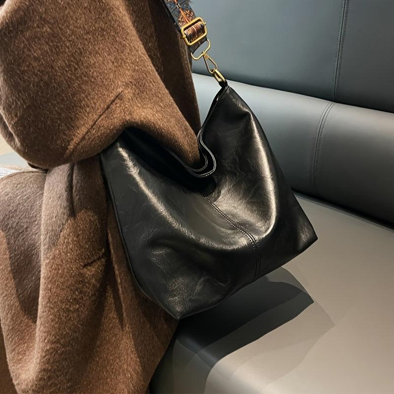 Spacious Genuine Leather Crossbody Bag with Detachable Strap