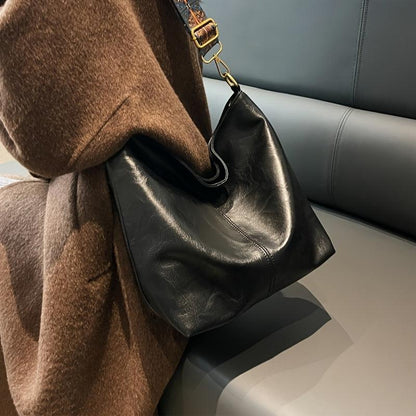 Spacious Genuine Leather Crossbody Bag with Detachable Strap