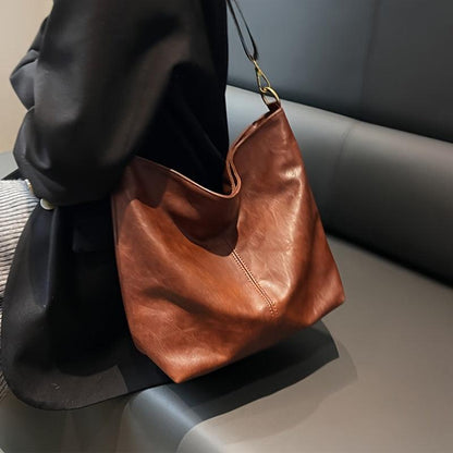 Spacious Genuine Leather Crossbody Bag with Detachable Strap