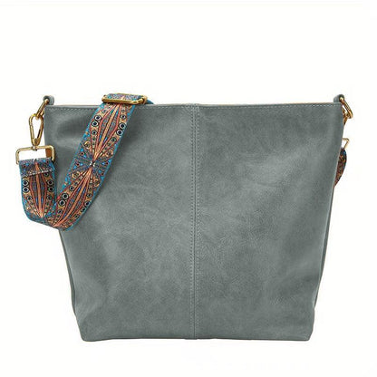 Spacious Genuine Leather Crossbody Bag with Detachable Strap
