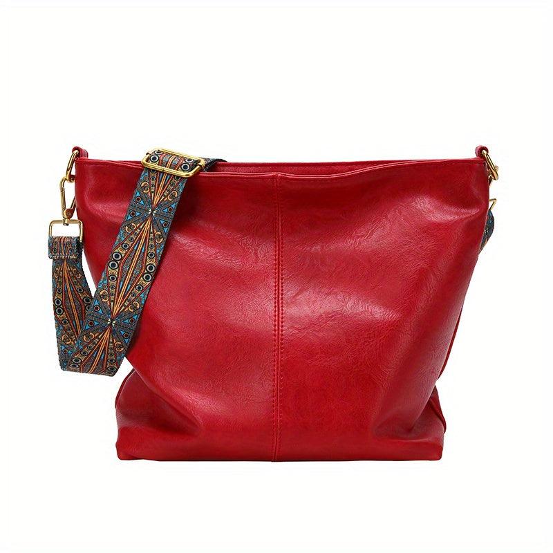 Spacious Genuine Leather Crossbody Bag with Detachable Strap