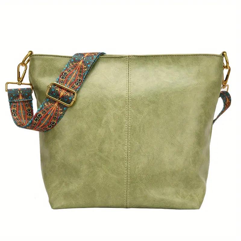 Spacious Genuine Leather Crossbody Bag with Detachable Strap