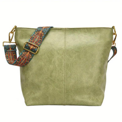 Spacious Genuine Leather Crossbody Bag with Detachable Strap