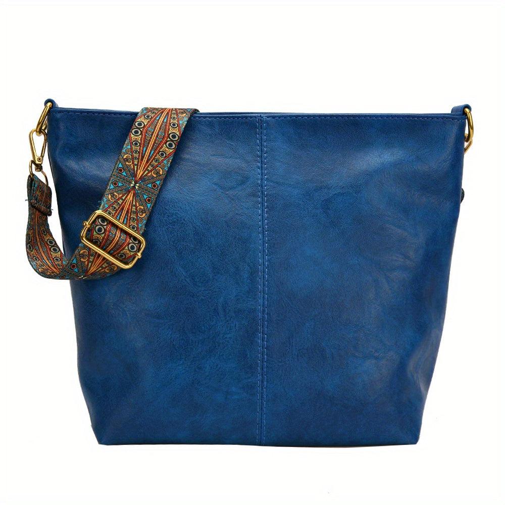 Spacious Genuine Leather Crossbody Bag with Detachable Strap