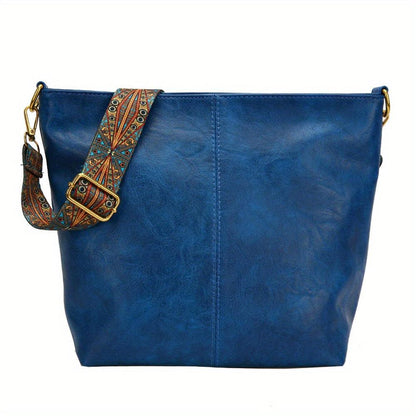 Spacious Genuine Leather Crossbody Bag with Detachable Strap