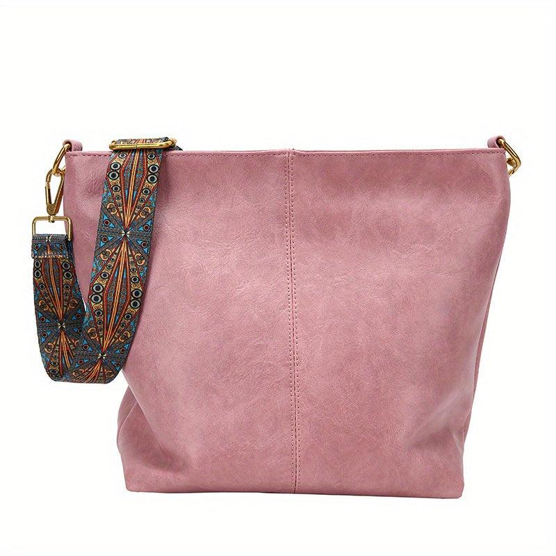 Spacious Genuine Leather Crossbody Bag with Detachable Strap