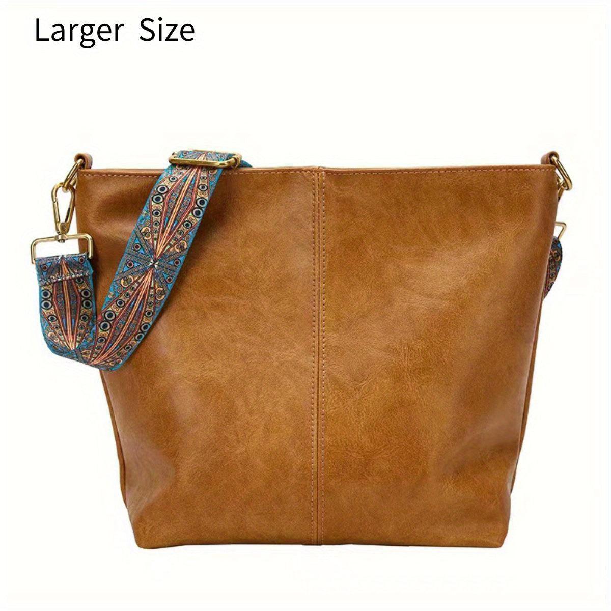 Spacious Genuine Leather Crossbody Bag with Detachable Strap