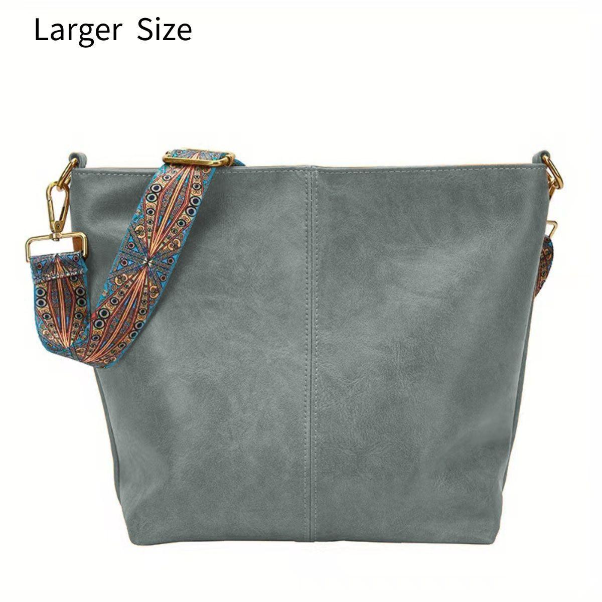 Spacious Genuine Leather Crossbody Bag with Detachable Strap
