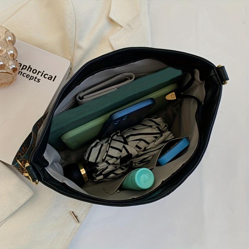 Spacious Genuine Leather Crossbody Bag with Detachable Strap