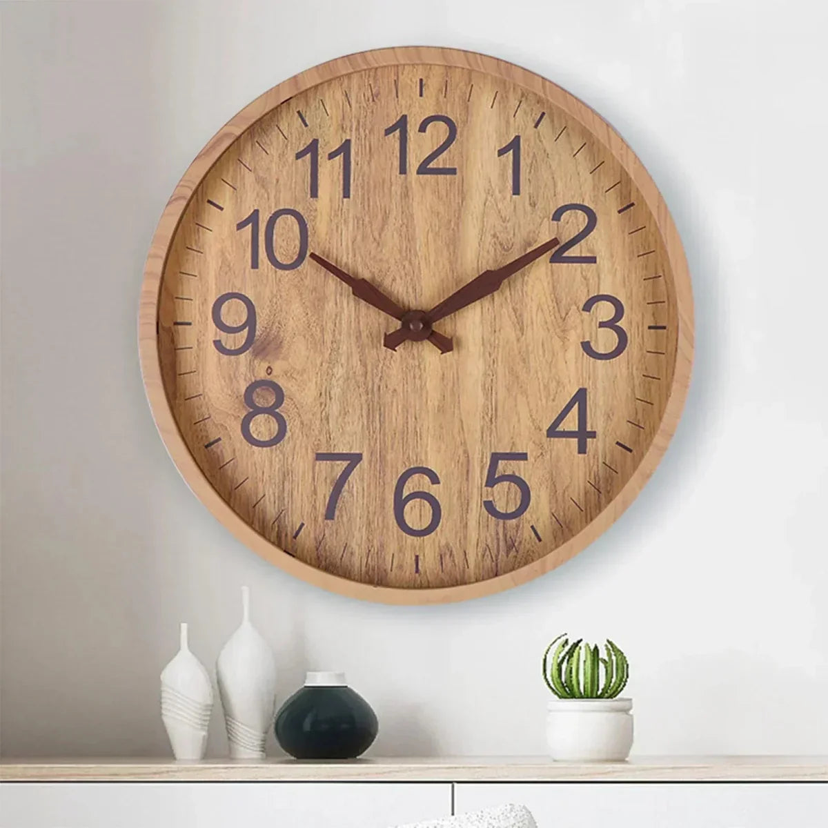 Quiet Rustic Wood Wall Clock with Natural Style
