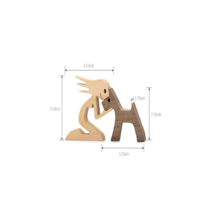 Handcrafted Wooden Hugo Figurine Sculpture
