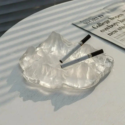 Frosty Mountain Glass Ashtray Decor
