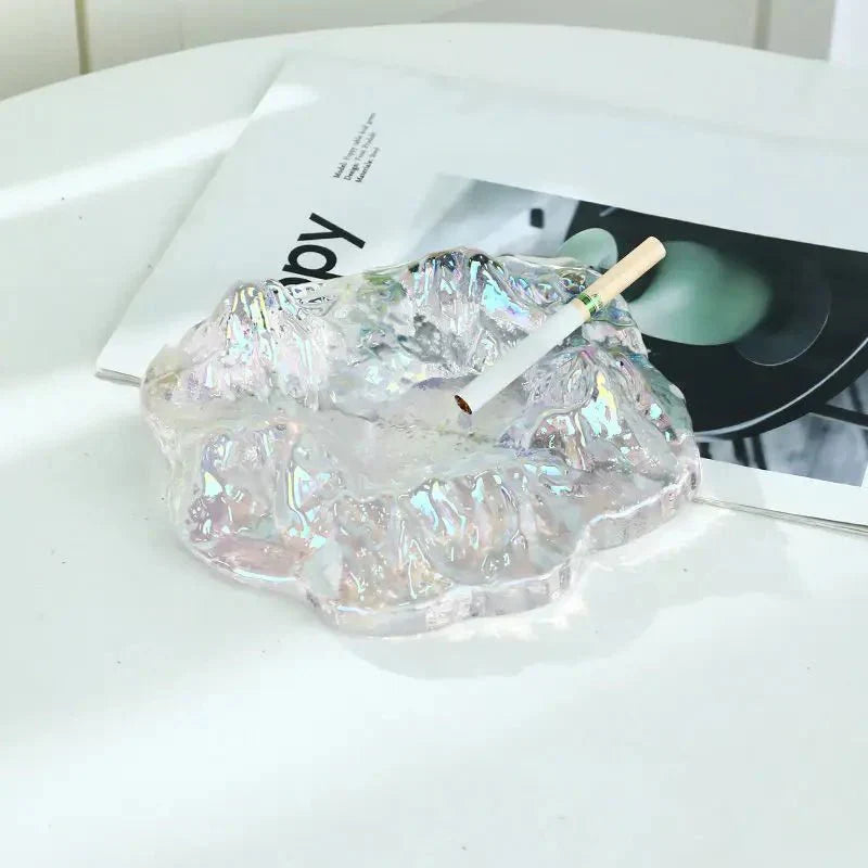 Frosty Mountain Glass Ashtray Decor