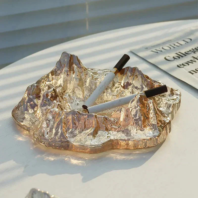 Frosty Mountain Glass Ashtray Decor