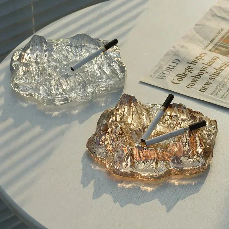 Frosty Mountain Glass Ashtray Decor