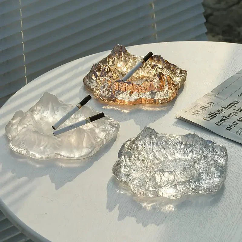 Frosty Mountain Glass Ashtray Decor