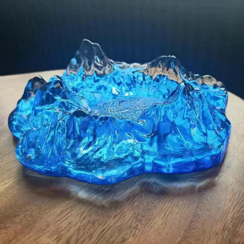 Frosty Mountain Glass Ashtray Decor